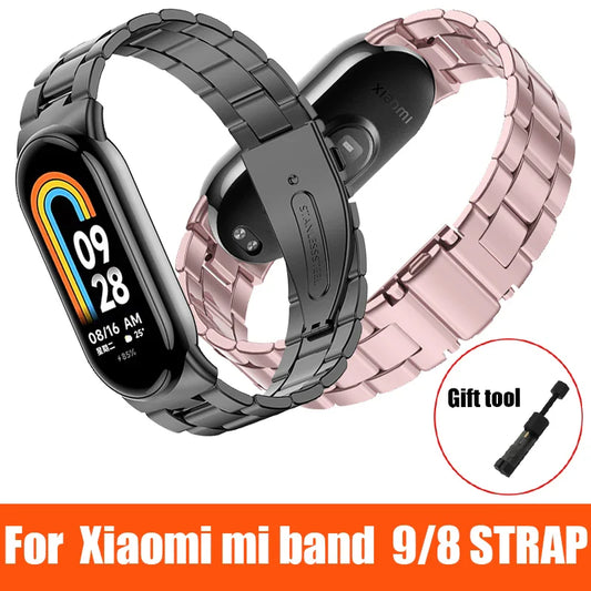 Metal Strap for Xiaomi Mi Band 8 & 9 – Screwless Stainless Steel Bracelet Wristband