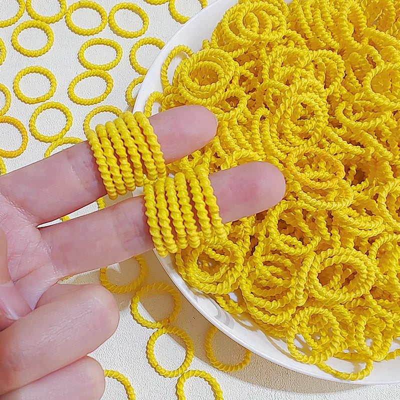 [100 Pack] Baby Rubber Bands - High Elastic, Seamless Thumb Rings for Toddlers, Gentle on Hair Scrunchies Set