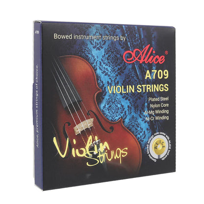 Alice A709 Violin Strings Set – Nylon Core Steel Strings with Al-Mg and Ni-Cr Winding for Professional Performance
