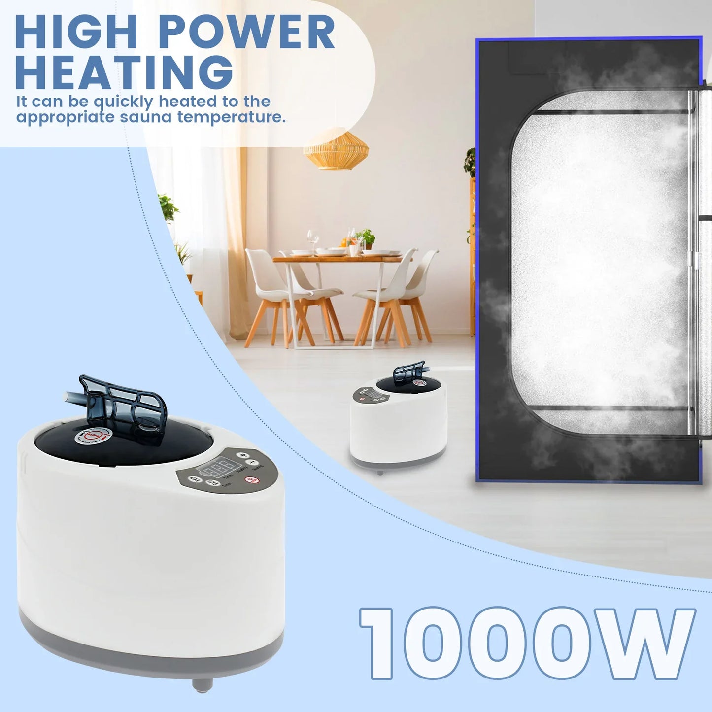 3L Sauna Steamer Machine – 1000W US Steam Pot Generator with Safety Protection for Bath Tub & Sauna Room