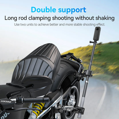 TELESIN Motorcycle Bike Monopod, Panoramic Handlebar Mount, Invisible Selfie Stick Bracket for GoPro Hero, DJI, Insta360
