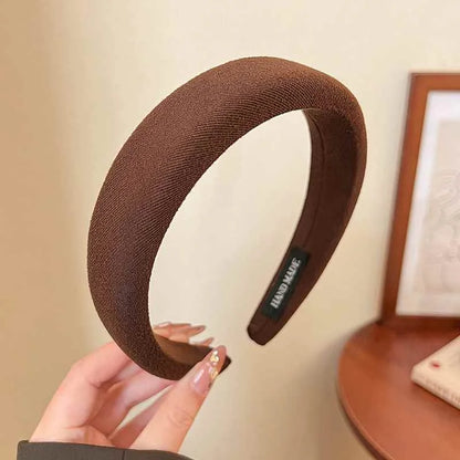 Wild Solid Color Sponge Headband – Wide Edge Fashion Hair Band for Women & Girls, Face Wash Accessory