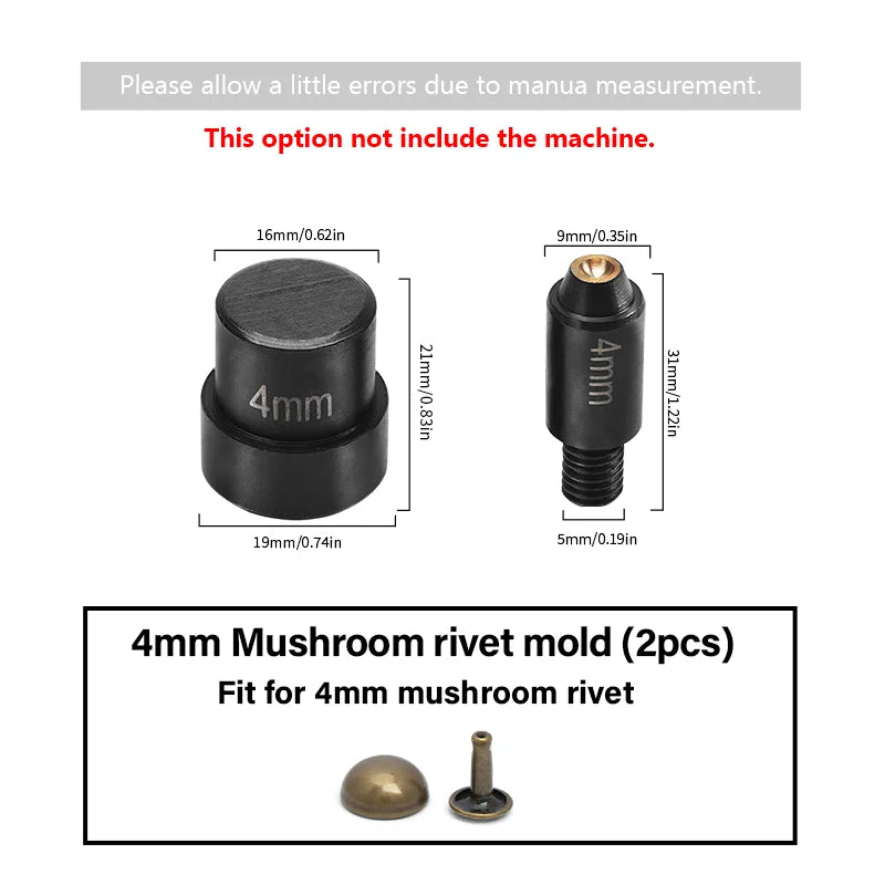 WUTA Manual Button Installation Tool – Mute Punching for Mushroom Rivets & Eyelets, DIY Hand Pressing Tool (With/Without Machine)