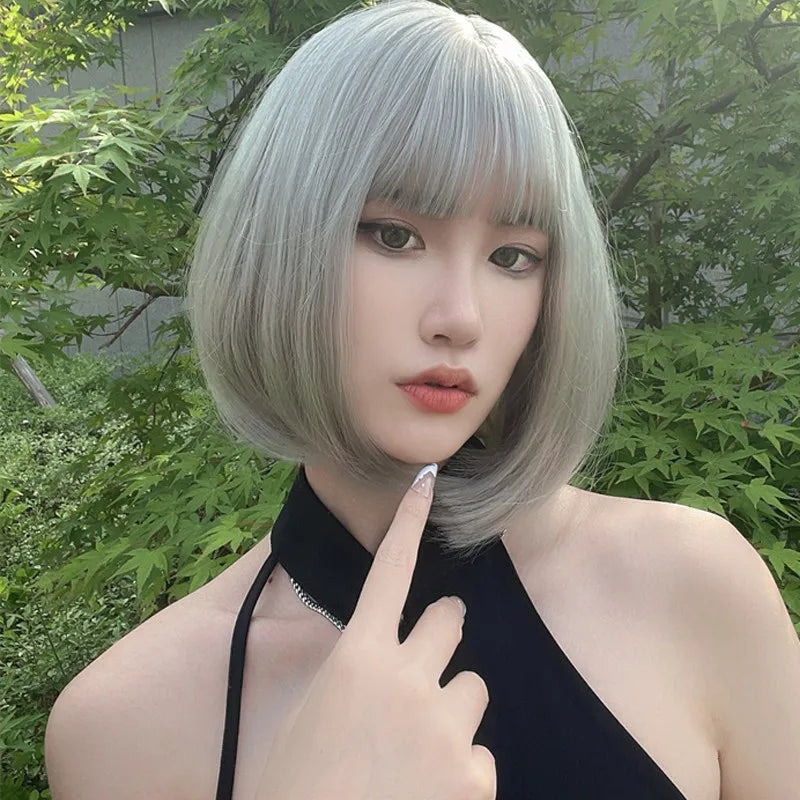 Synthetic Blonde Bobo Wig – Short Straight Breathable Hair Extension Wig for Young Women & Ladies
