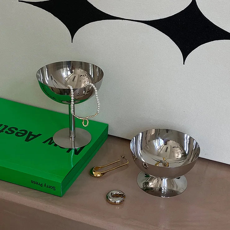 Stainless Steel Ice Cream Cups & Salad Bowls – Dessert Fruit Plate & Snack Dish