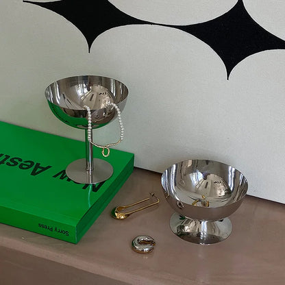 Stainless Steel Ice Cream Cups & Salad Bowls – Dessert Fruit Plate & Snack Dish