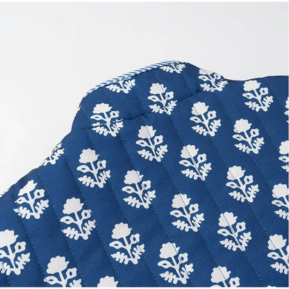 2025 Women’s Printed Quilted Padded Jacket – Collared Cotton Coat with Contrast Piped Pockets, Casual Autumn Outerwear