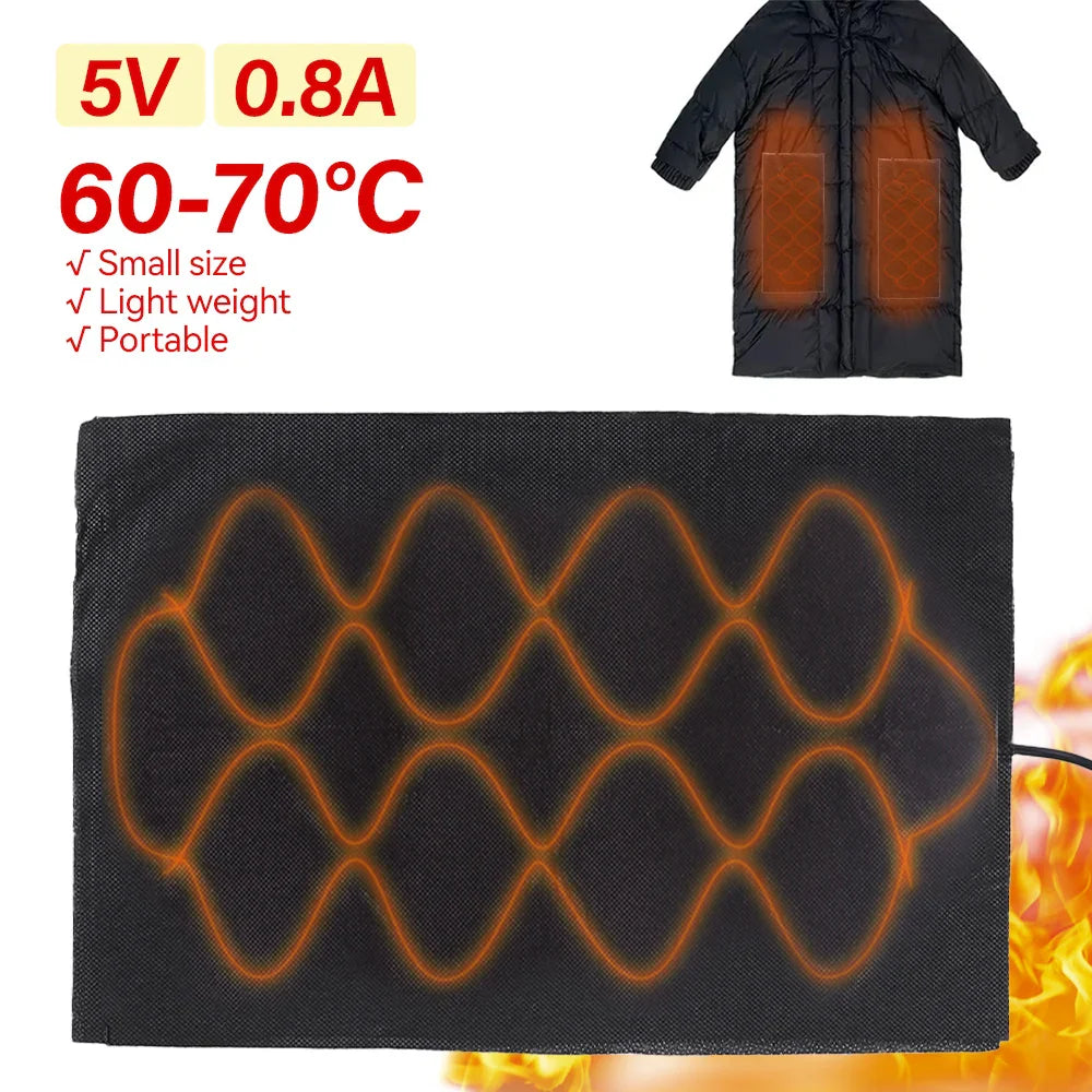 5V USB Carbon Fiber Heating Pad – Fast Electric Infrared Hand & Body Warmer for Winter