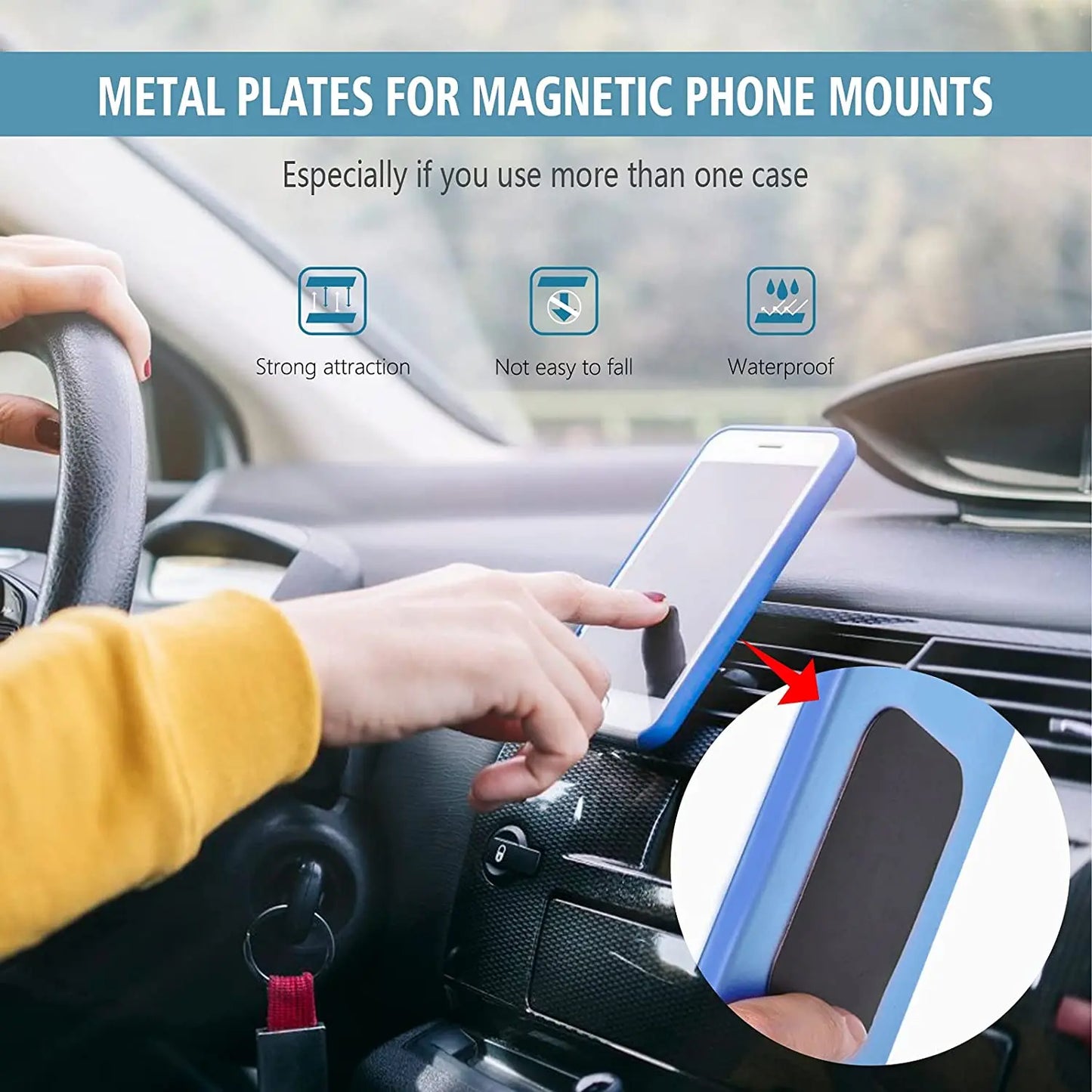 Universal Metal Plate Kit for Magnetic Car Mount – Adhesive Mobile Phone Holder Replacement for Xiaomi and All Smartphones