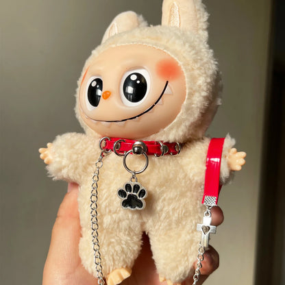 17cm Labubu Doll Necklace Choker – Leadrope Accessory for 6.5-inch Cotton Dolls