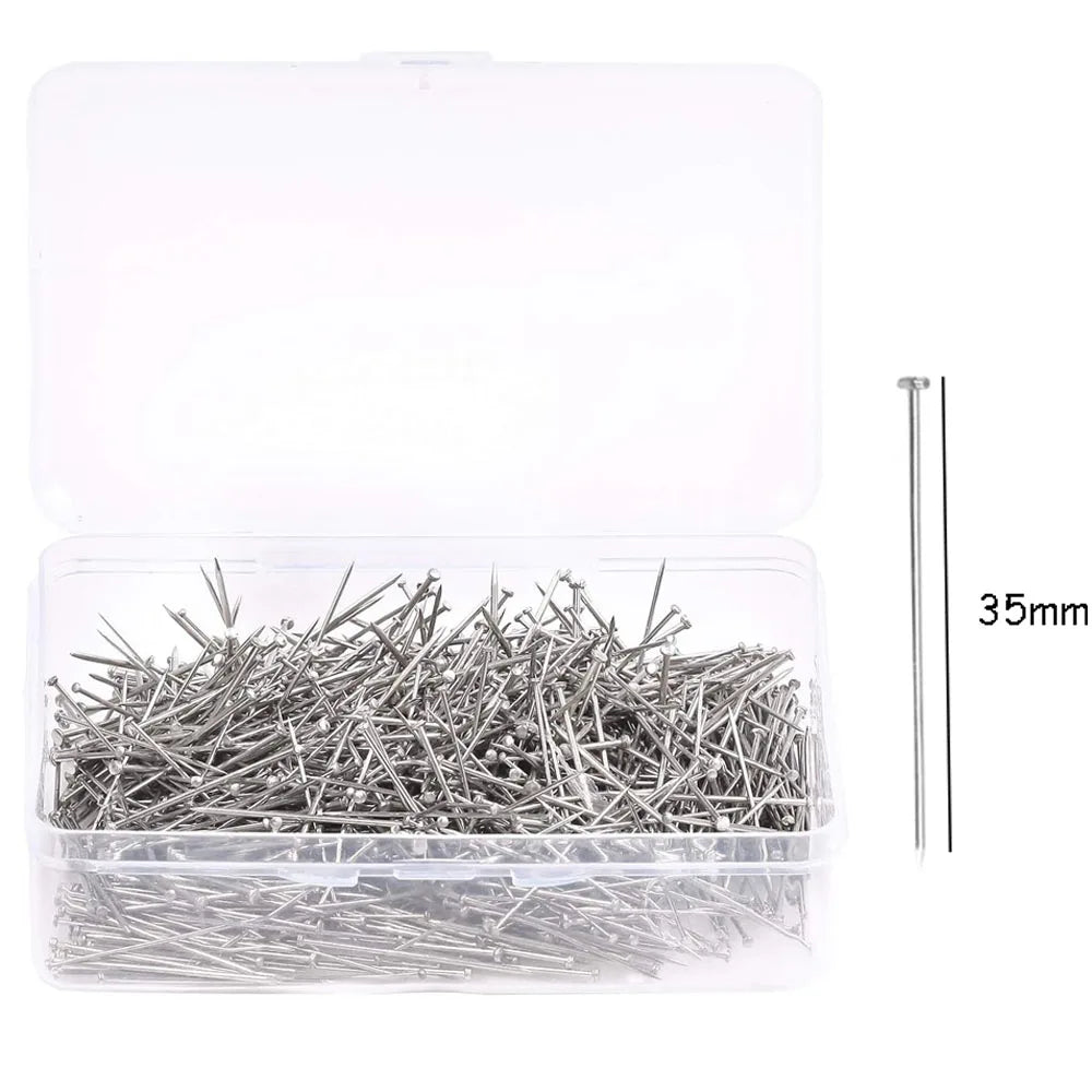 1000PCS Stainless Steel Sewing Pins – 26/35mm Straight Dressmaker Pins with Fine Satin Head for Sewing, Dressmaking & Jewelry Making