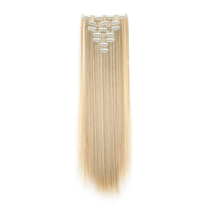 WIGSIN 24 Inch Synthetic Hair Extensions - 7PCS Long Straight Clip-In Hairpieces for Women in Black and Blonde Styles