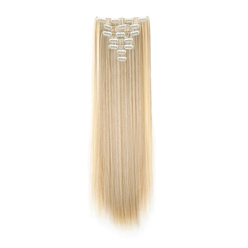 WIGSIN 24-Inch Straight Hair Extensions - 7-Piece Clip-In Synthetic Hair Set for Women