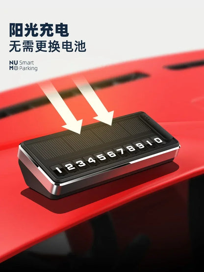 Solar LED Car Phone Number Plate — Hidden Temporary Parking Card with Multi-Number Display