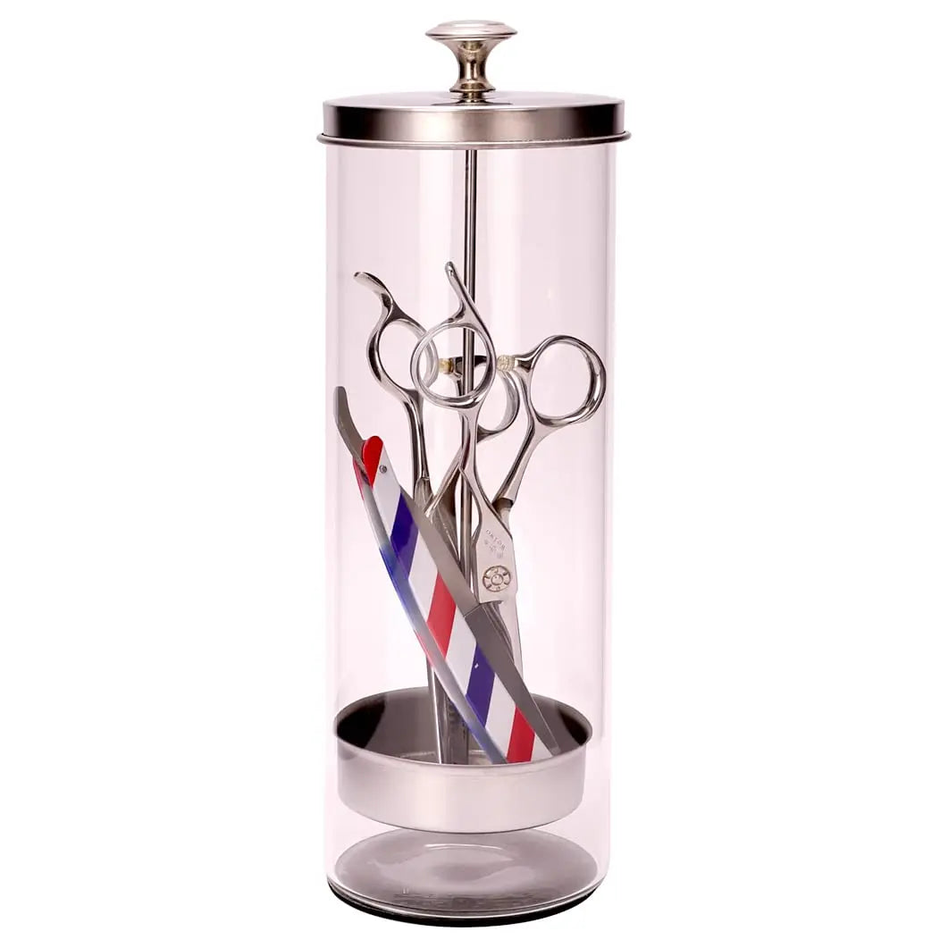 Beauty Hair Sponge Stainless Steel Glass Disinfection Jar — Filtered Sterilization Container for Salon Tools