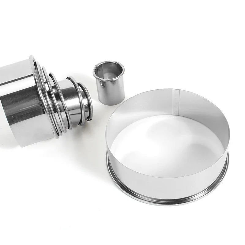 11pcs Round Stainless Steel Biscuit & Dough Cutter Set – Dumpling Skin, Cookie & Pastry Molds for Baking