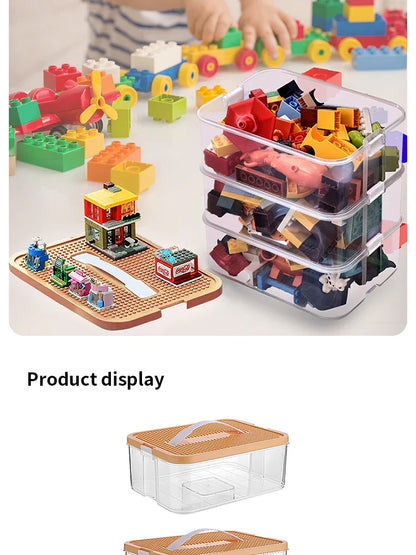 Brick-Shaped Building Blocks Storage Box for Kids – Stackable Plastic Toy Organizer Bin with Lid for Sundries & Toys