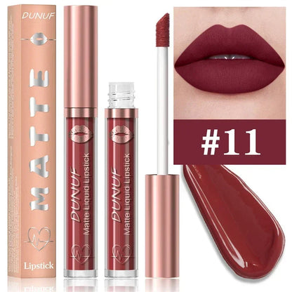Matte Velvet Dark Red Brown Lip Gloss – Long-Lasting Waterproof Liquid Lipstick with Natural Moisturizer & Transparent Lip Oil