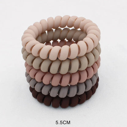 5Pcs Matte Spiral Hair Bands - Fashion Telephone Wire Elastic Hair Ties Stretchable Cord Rubber Bands for Women & Girls