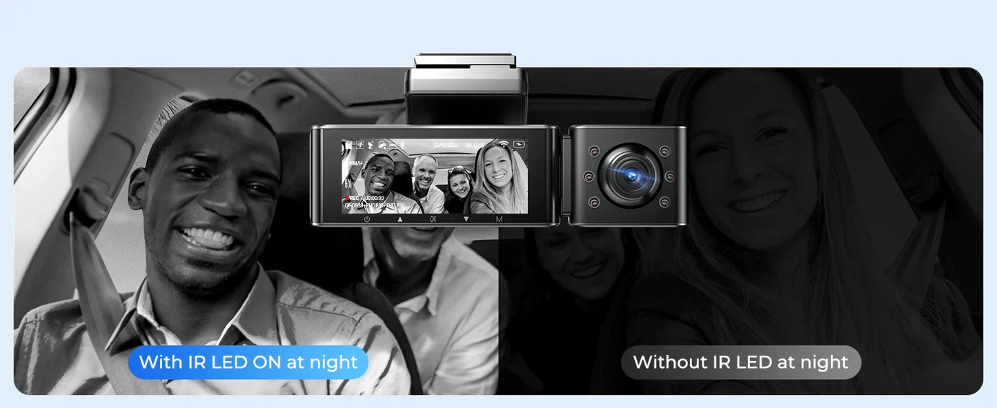 AZDOME M550 Pro 4K Car DVR Dash Cam – WiFi 5.8GHz, Front/Cabin/Rear Cameras, GPS, Night Vision & Parking Monitor