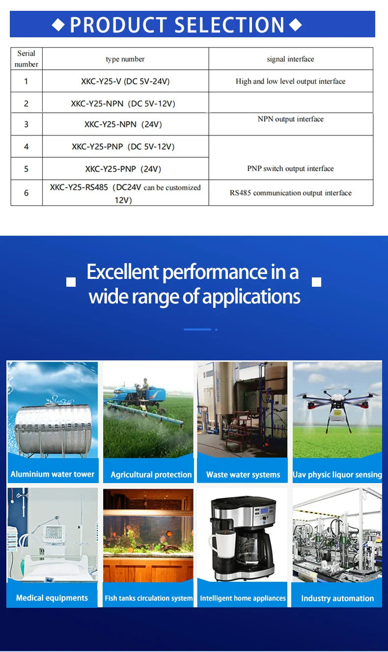 XKC-Y25 Capacitive Liquid Level Sensor – Fast Shipping Non-Contact Water Detection Sensor
