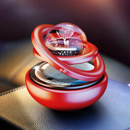 Car Solar Aromatherapy Ornaments – Double-Ring Suspended Crystal Ball with Aromatherapy Perfume, Creative Car Decoration