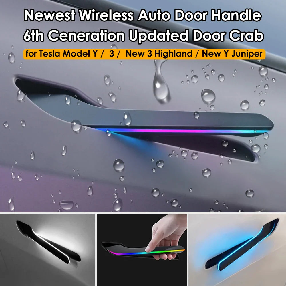 2025 6th Gen Wireless Auto Door Handle – Tesla Model 3 & Y, Highland/Juniper, Colorful with LED Light
