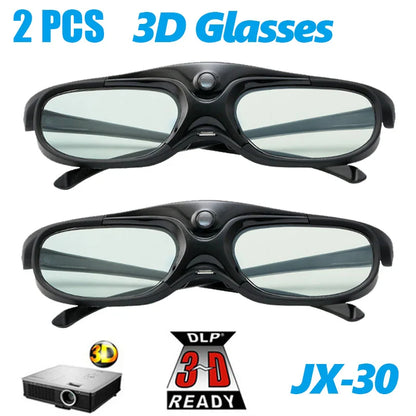 2PCS 3D Active Shutter Glasses – 96–144Hz Rechargeable Eyewear for BenQ, Acer, Optoma & XGIMI Projectors Universal Compatible Set