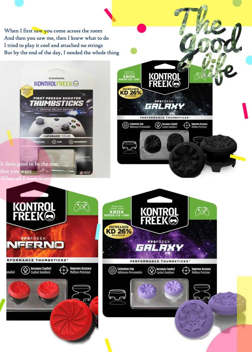 Freek Galaxy Performance Thumb Grip Caps – Silicone Analog Stick Covers for Xbox Series S/X Controller (Wholesale)