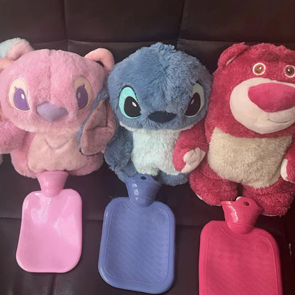 Disney Plush Hand Warmer Bottles - Stitch, Angel, Lotso, Pooh Bear, Dumbo Hot Water Hand Bag, Portable Warm Gift for Girls