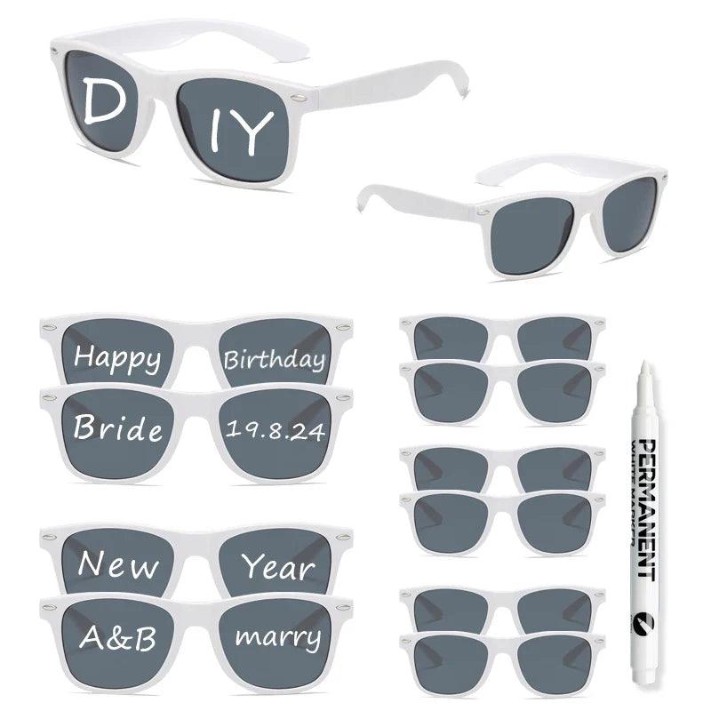 KAMMPT 12-Pair Candy Color Sunglasses Set – Fashion DIY Bride Decor Shades for Women, Festivals & Party Gifts