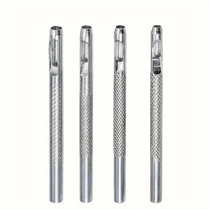 4pcs Leather Hole Punch Set – Round Hollow Cutter Tool for Belts, Canvas, Paper & Plastic Materials
