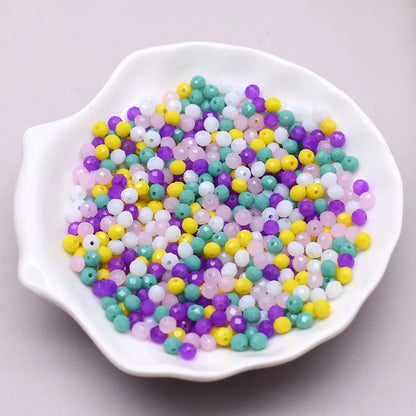 Mixed Color Crystal Glass Beads - 4mm Faceted Rondelle Spacer Beads for DIY Bracelet & Jewelry Making Crafts