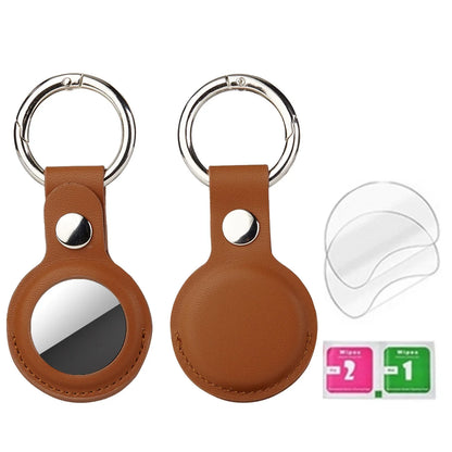 Airtag Holder Keychain — Genuine Leather Handmade Case, Scratch-Resistant Key Ring for Dog Collar & Luggage Cover