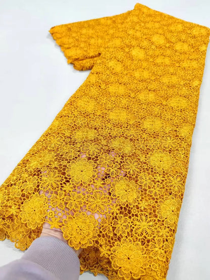 African Lace Fabric - Nigerian Tulle Guipure Embroidery Sequins, 5 Yards XL106