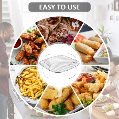 Stainless Steel Air Fryer Rack – Multi-Layer Stackable Grilling, Toast, BBQ Basket & Cooking Tray Accessory