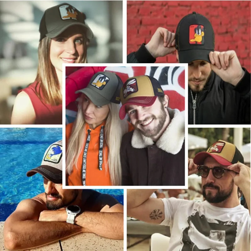 Unisex Anime Cartoon Baseball Cap - Embroidered Duck Patch Snapback Hat, Hip Hop and Outdoor Trucker Hat
