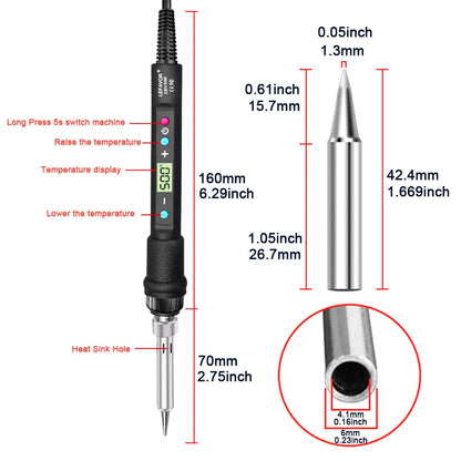 Digital 80W Soldering Iron Kit – Adjustable Temperature with LCD, Ceramic Heater & Soldering Tips