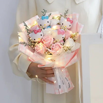 Hello Kitty Cute Plush Bouquet — Kawaii Anime Doll Gift for Valentine’s Day & Birthday
