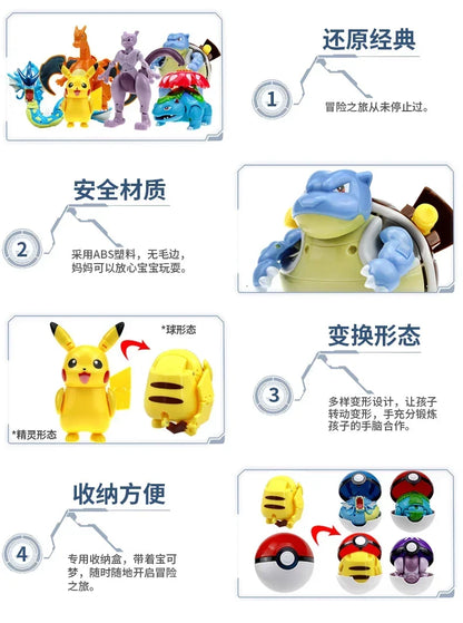 Original Pokémon Elf Ball Toys — Pocket Monsters Figures including Pikachu, Gengar, Dragonite & More