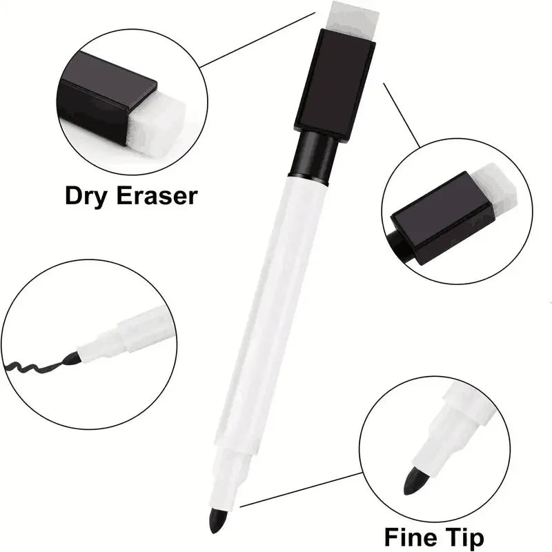 25Pcs Mini Black Dry Erase Markers with Eraser Cap – Whiteboard Markers for Office & School Supplies