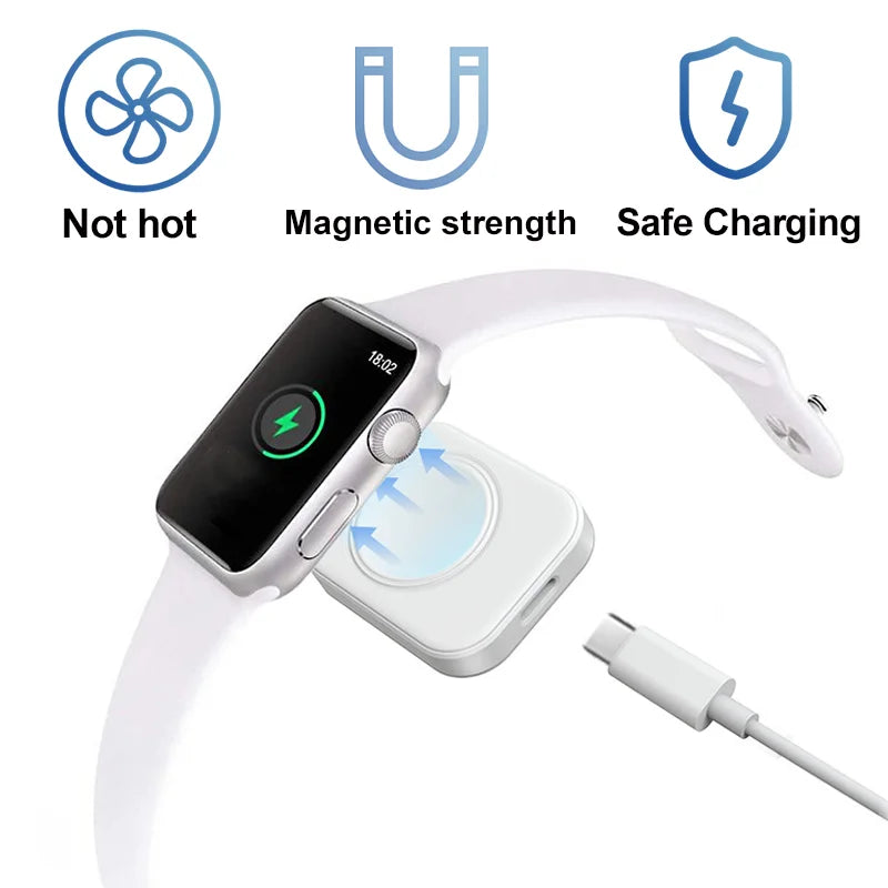 Magnetic Wireless Fast Charger for Apple Watch – Type-C Cable Compatible with Series 9 to 1 & SE