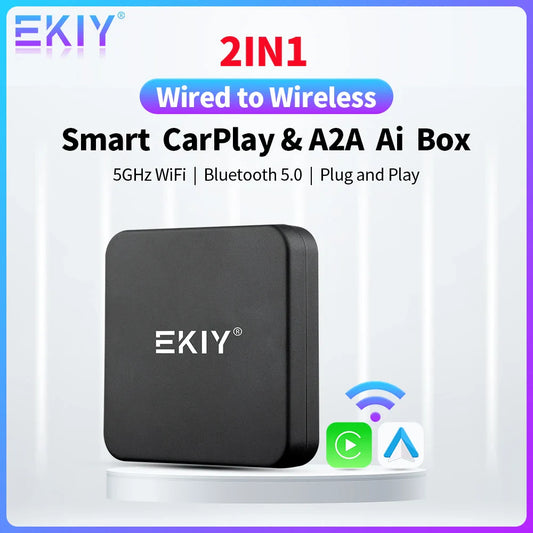 EKIY Mini CarPlay Smart Box - Wireless Android Auto Adapter & Apple Dongle for Volkswagen, Toyota, Peugeot, Volvo | Plug & Play