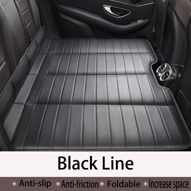 Foldable Car Travel Bed for Rear Seat – Wear-Resistant PU Sleeping Pad Mattress for SUV & Sedan Trips