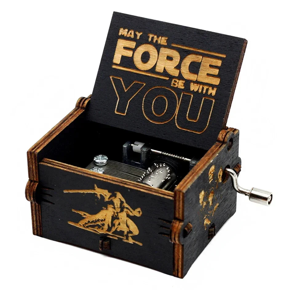 Wooden Hand Crank Jurassic Park Music Box – Classic Theme Melody Gift for Kids & Collectors