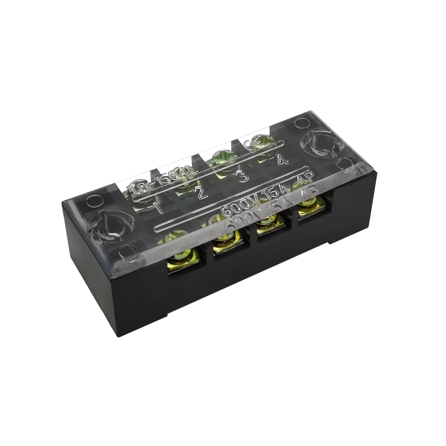 Dual Row Barrier Screw Terminal Block Strip — 600V 15A Wire Connector, 3-20 Position Options
