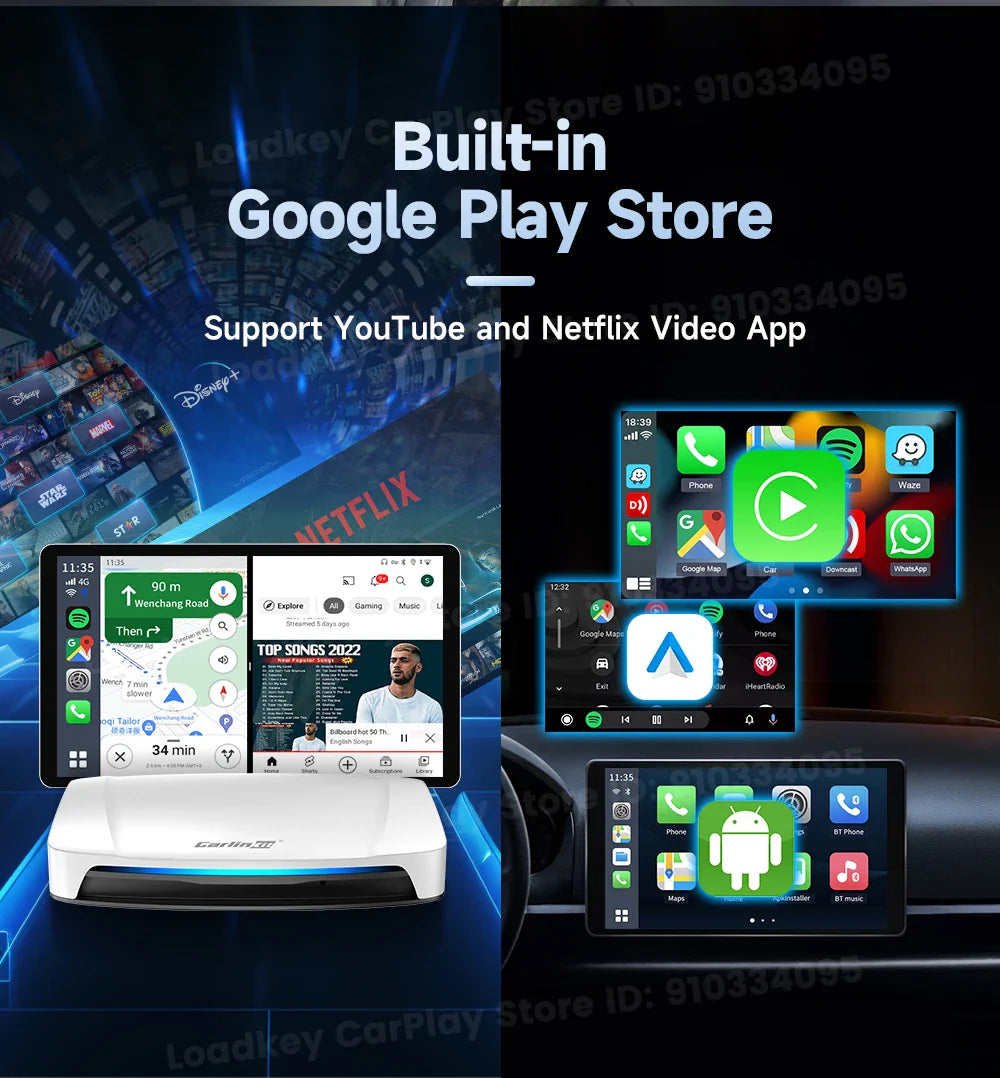 8+128GB Carlinkit TV Box — Android 13 Wireless CarPlay & Android Auto Adapter, 8-Core Qualcomm, HDMI