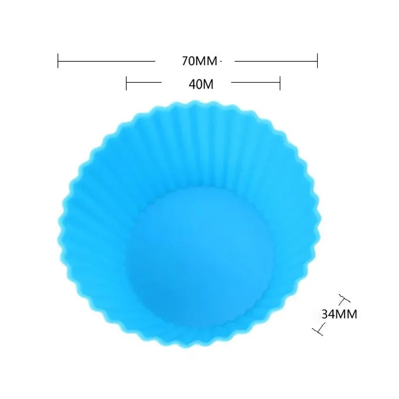 12pcs Silicone Cake Mold Set - Round and Heart Shape Muffin Cupcake Baking Molds - Home Kitchen Bakeware, BPA Free