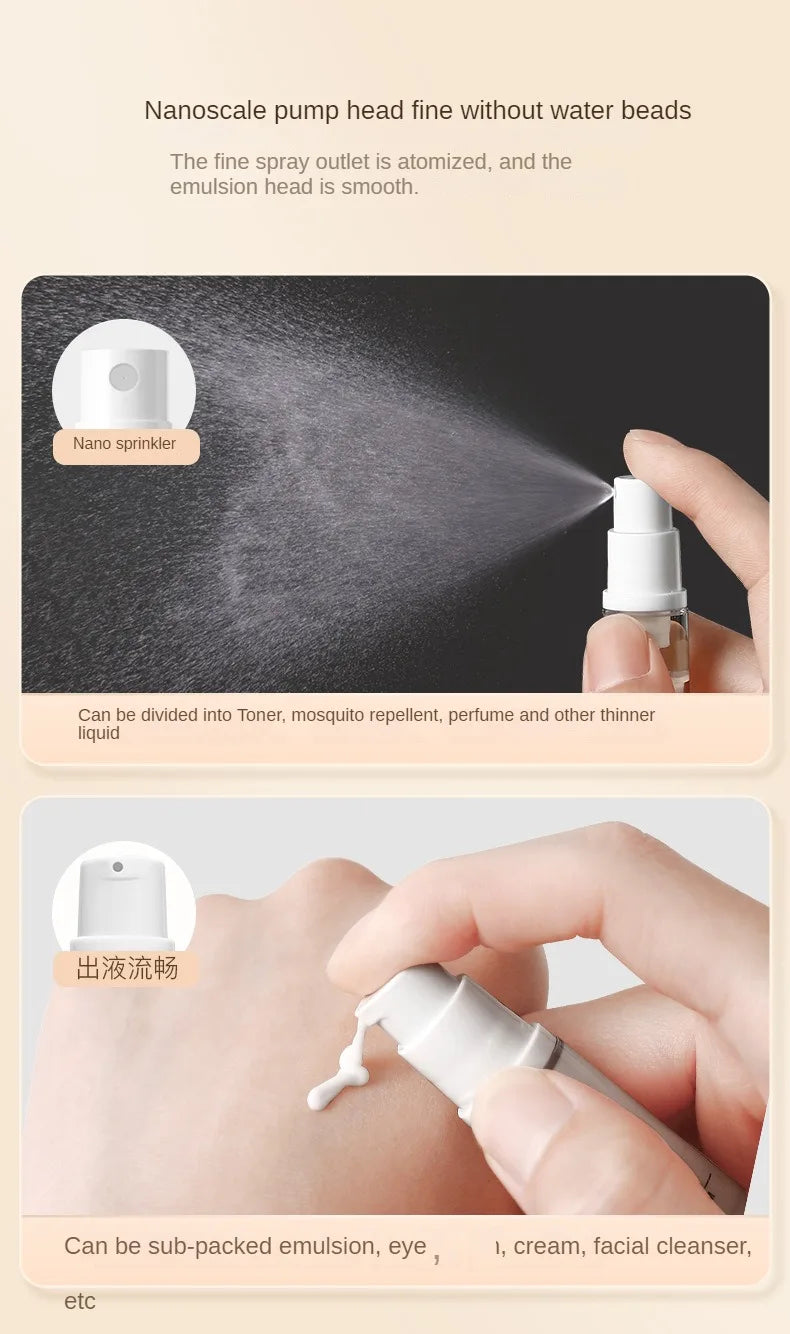 5-15ml Clear Refillable Airless Pump Bottle Set – Travel Cream, Lotion & Spray Containers for Toiletries