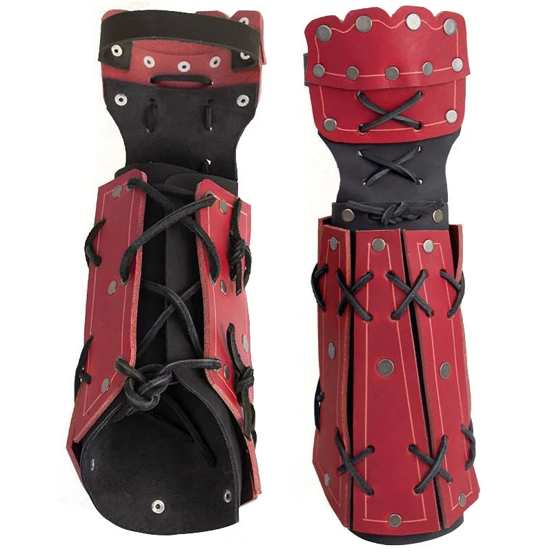Medieval Ninja Samurai PU Leather Arm Bracer – Long Glove Viking Knight Cosplay Steampunk Gauntlet Wristband